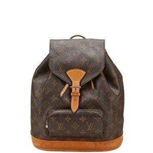 Louis Vuitton MM Brown Backpack Monogram Montsouris Leather